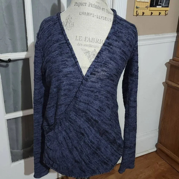 Free‎ People Womens Gotham Navy Blue Faux Wrap Sweater Small - Picture 1 of 5
